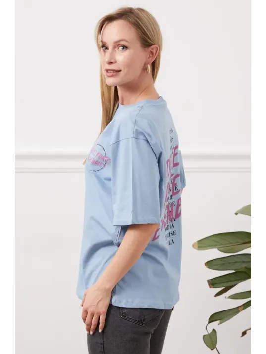 Baskılı Tişört Mavi