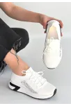 Belan Beyaz Triko Bağcıklı Spor Ayakkabı