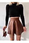 Beli Lastikli Deri Etek Kahve S24599