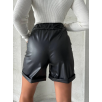 Beli lastikli duble paça deri şort siyah w24755 Beli lastikli duble paça deri şort siyah w24755