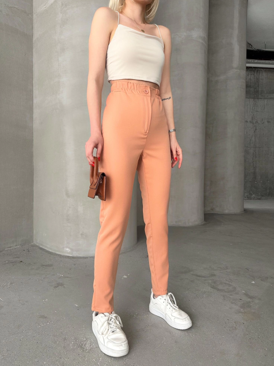 Beli lastikli karamel pantolon Beli lastikli karamel pantolon
