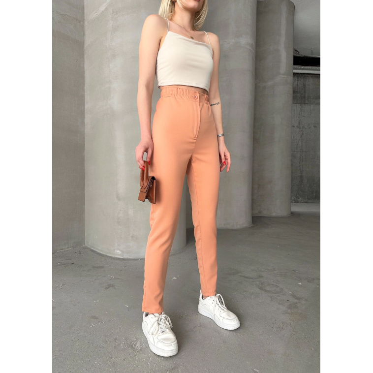 Beli lastikli karamel pantolon Beli lastikli karamel pantolon