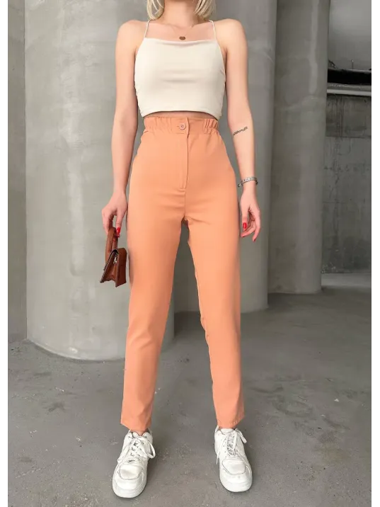 Beli Lastikli Karamel Pantolon