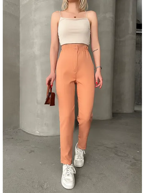Beli Lastikli Karamel Pantolon