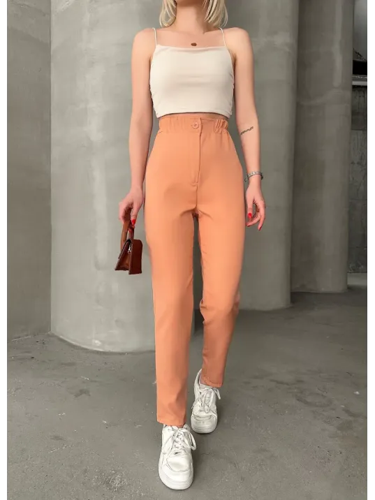 Beli Lastikli Karamel Pantolon