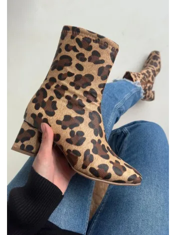 Birta Leopar Cilt Streç Topuklu Bot Birta Leopar Cilt Streç Topuklu Bot