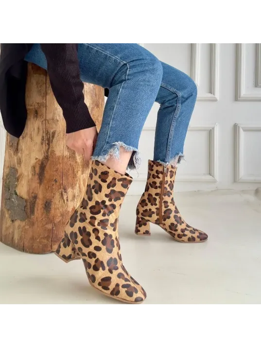 Birta Leopar Cilt Streç Topuklu Bot Birta Leopar Cilt Streç Topuklu Bot