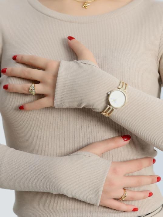 Bisiklet Yaka Parmak Geçmeli Kaşkorse bluz bej a3829 Bisiklet Yaka Parmak Geçmeli Kaşkorse bluz bej a3829