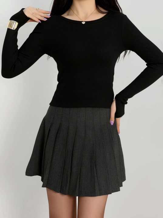 Bisiklet Yaka Parmak Geçmeli Kaşkorse bluz siyah a3829 Bisiklet Yaka Parmak Geçmeli Kaşkorse bluz siyah a3829