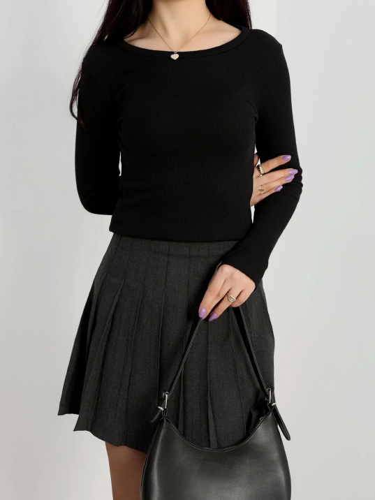 Bisiklet Yaka Parmak Geçmeli Kaşkorse bluz siyah a3829 Bisiklet Yaka Parmak Geçmeli Kaşkorse bluz siyah a3829