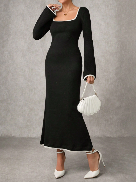 Biyeli uzun elbise siyah Biyeli uzun elbise siyah