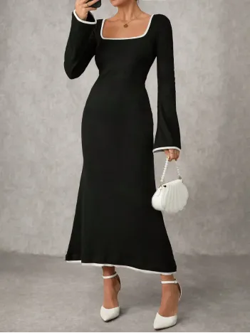 Biyeli Uzun Elbise Siyah Biyeli Uzun Elbise Siyah