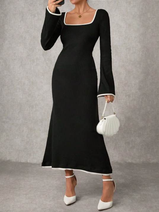 Biyeli uzun elbise siyah Biyeli uzun elbise siyah