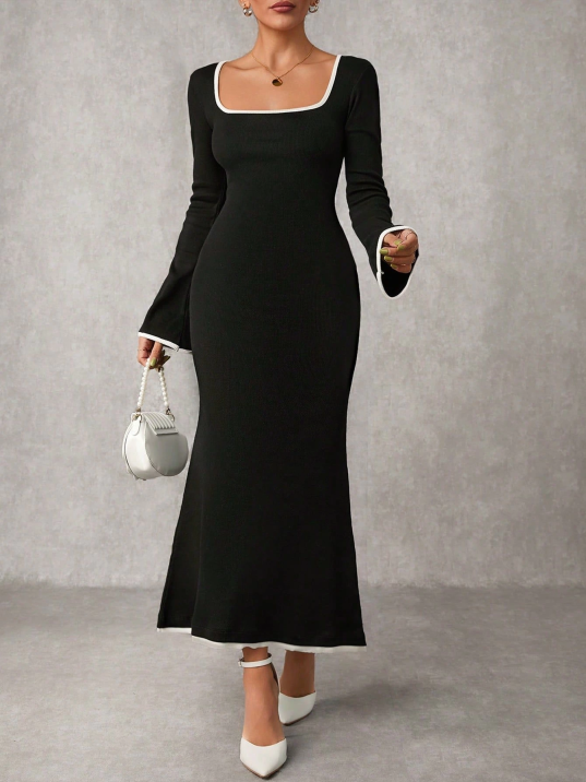 Biyeli uzun elbise siyah Biyeli uzun elbise siyah