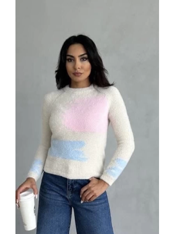 Bıyıklı triko kazak beyaz Bıyıklı triko kazak beyaz