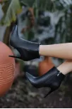 Blan Siyah Cilt Topuklu Bot Blan Siyah Cilt Topuklu Bot