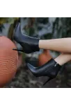 Blan Siyah Cilt Topuklu Bot Blan Siyah Cilt Topuklu Bot