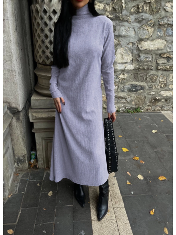 Boğazlı kalın bürümcük uzun elbise gri Boğazlı kalın bürümcük uzun elbise gri