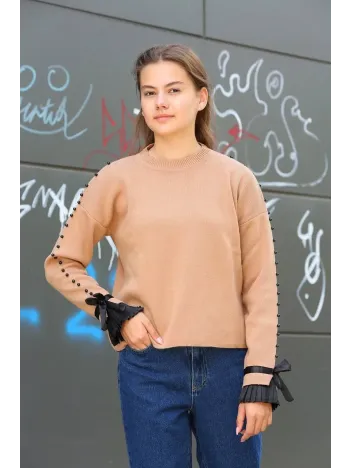 Boncuklu Bile Detaylı Kazak Vizon