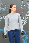 Boncuklu Bile Detaylı Kazak Gri