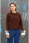 Boncuklu Bile Detaylı Kazak Kahve