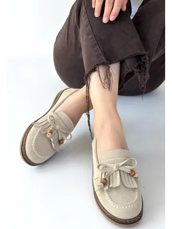 Boriy Bej Deri Tozu Süet Babet Ayakkabı