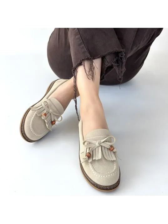 Boriy Bej Deri Tozu Süet Babet Ayakkabı