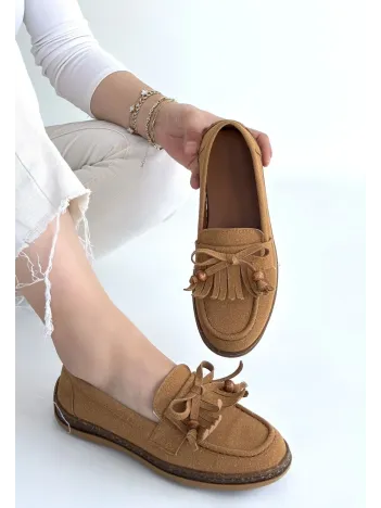 Boriy Taba Deri Tozu Süet Babet Ayakkabı