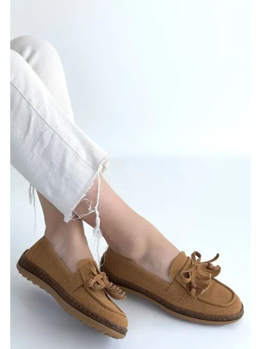 Boriy Taba Deri Tozu Süet Babet Ayakkabı Boriy Taba Deri Tozu Süet Babet Ayakkabı