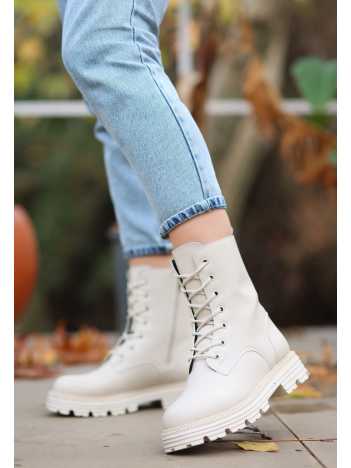 Bria Bej Cilt Bağcıklı Bot