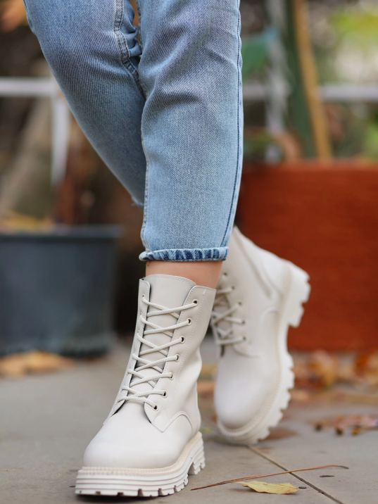 Bria Bej Cilt Bağcıklı Bot Bria Bej Cilt Bağcıklı Bot