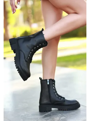 Bria Siyah Cilt Bağcıklı Bot Bria Siyah Cilt Bağcıklı Bot