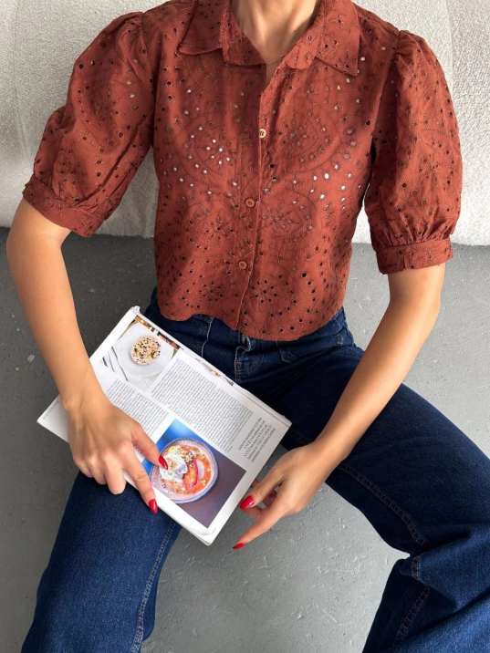 Brodeli crop gömlek s1023 Brodeli crop gömlek s1023