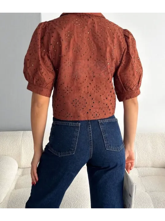 Brodeli Crop Gömlek S1023