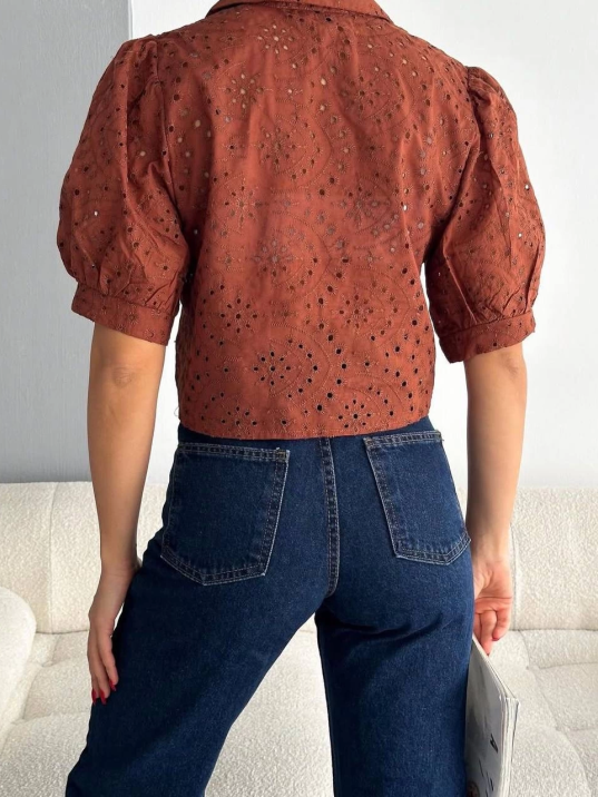 Brodeli crop gömlek s1023 Brodeli crop gömlek s1023
