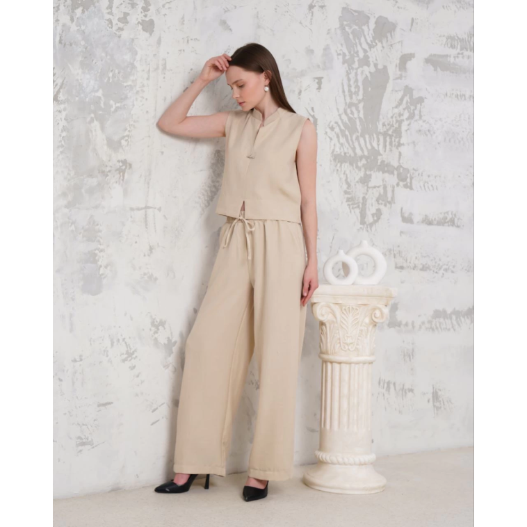 Broşlu yelek pantolon takım bej s255821 Broşlu yelek pantolon takım bej s255821