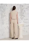 Broşlu Yelek Pantolon Takım Bej S255821