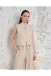Broşlu Yelek Pantolon Takım Bej S255821