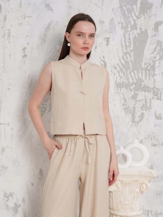 Broşlu yelek pantolon takım bej s255821 Broşlu yelek pantolon takım bej s255821