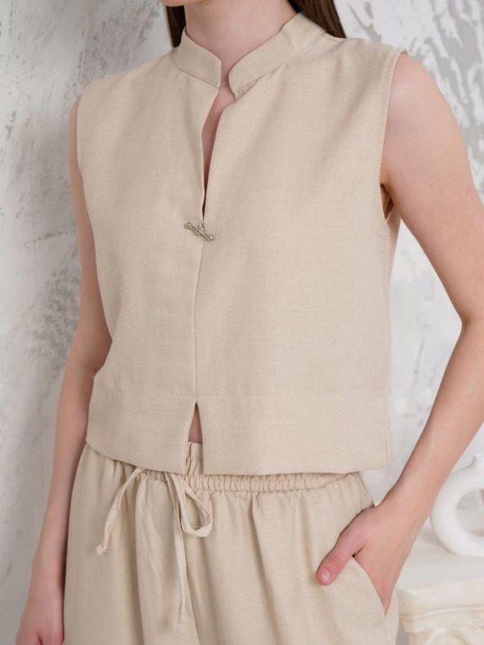 Broşlu yelek pantolon takım bej s255821 Broşlu yelek pantolon takım bej s255821