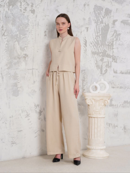 Broşlu yelek pantolon takım bej s255821 Broşlu yelek pantolon takım bej s255821