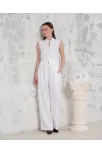 Broşlu Yelek Pantolon Takım Beyaz S255821