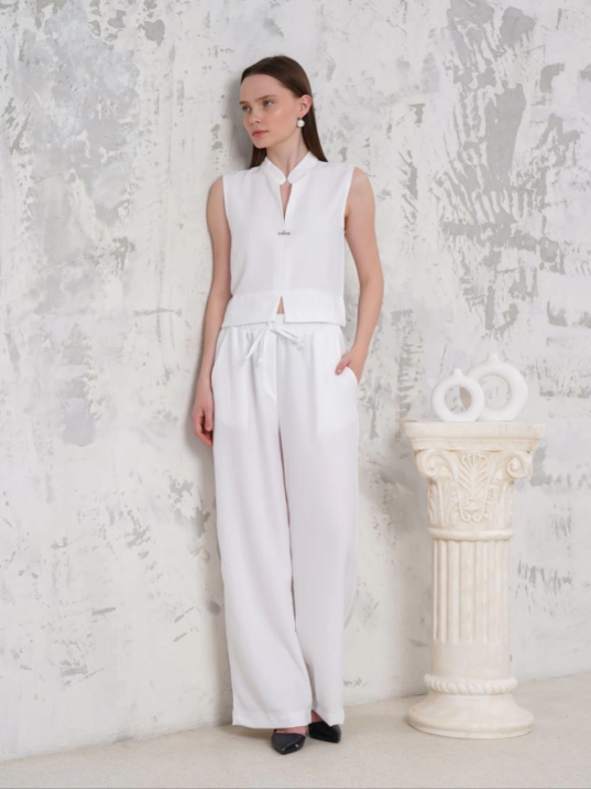 Broşlu yelek pantolon takım beyaz s255821 Broşlu yelek pantolon takım beyaz s255821