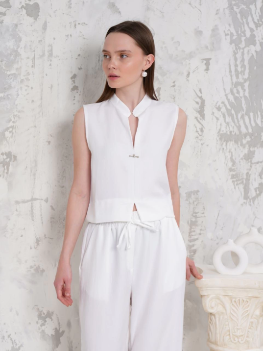 Broşlu yelek pantolon takım beyaz s255821 Broşlu yelek pantolon takım beyaz s255821