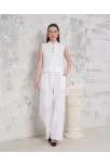 Broşlu Yelek Pantolon Takım Beyaz S255821