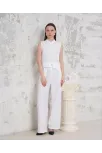 Broşlu Yelek Pantolon Takım Beyaz S255821