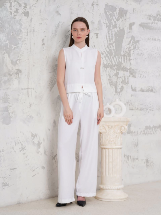 Broşlu yelek pantolon takım beyaz s255821 Broşlu yelek pantolon takım beyaz s255821