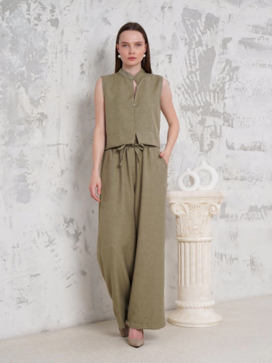 Broşlu yelek pantolon takım haki s255821 Broşlu yelek pantolon takım haki s255821