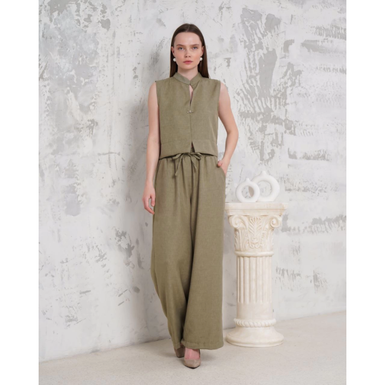 Broşlu yelek pantolon takım haki s255821 Broşlu yelek pantolon takım haki s255821