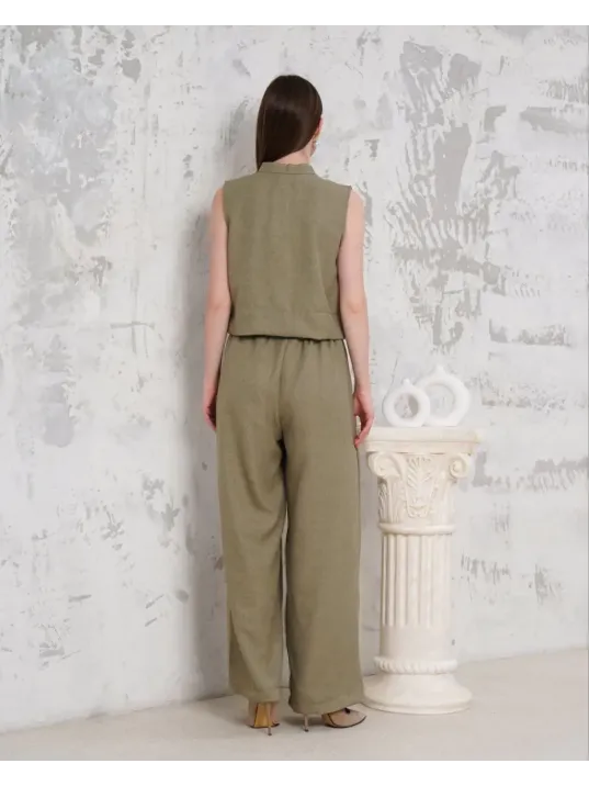 Broşlu Yelek Pantolon Takım Haki S255821